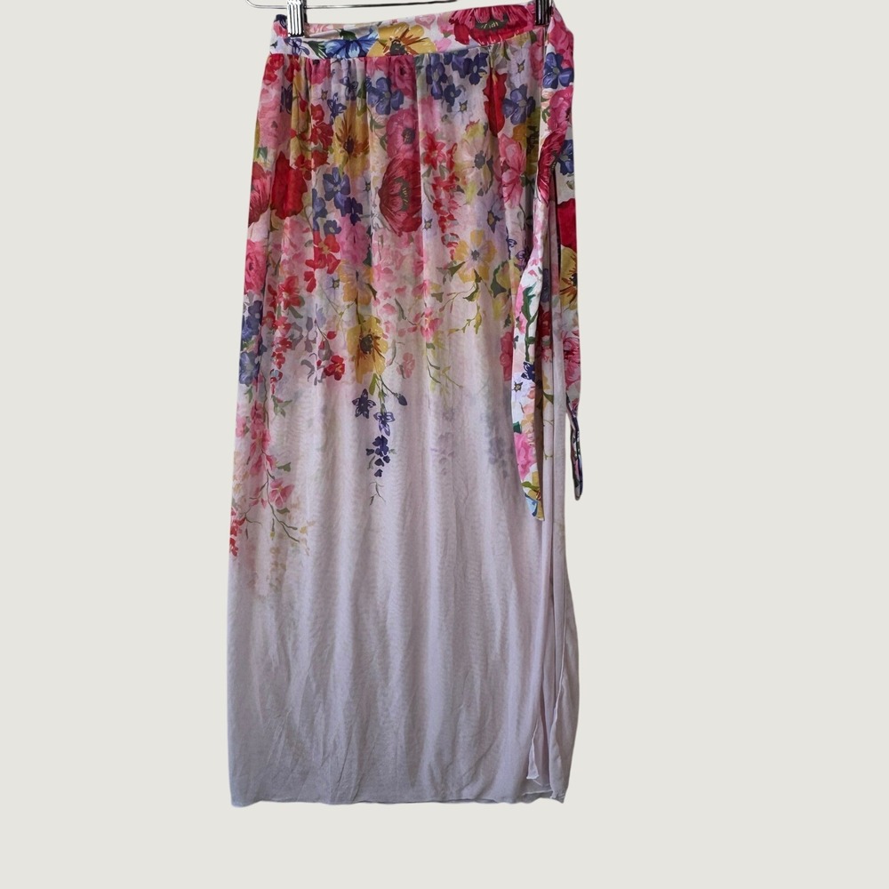 Unbranded Floral Mesh‎ Maxi Skirt XS Pink Sheer Sarong Fairycore Coquette Boho